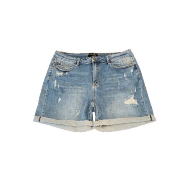 Judy Blue High-Waist Distressed Denim Shorts - Picture 1 of 5